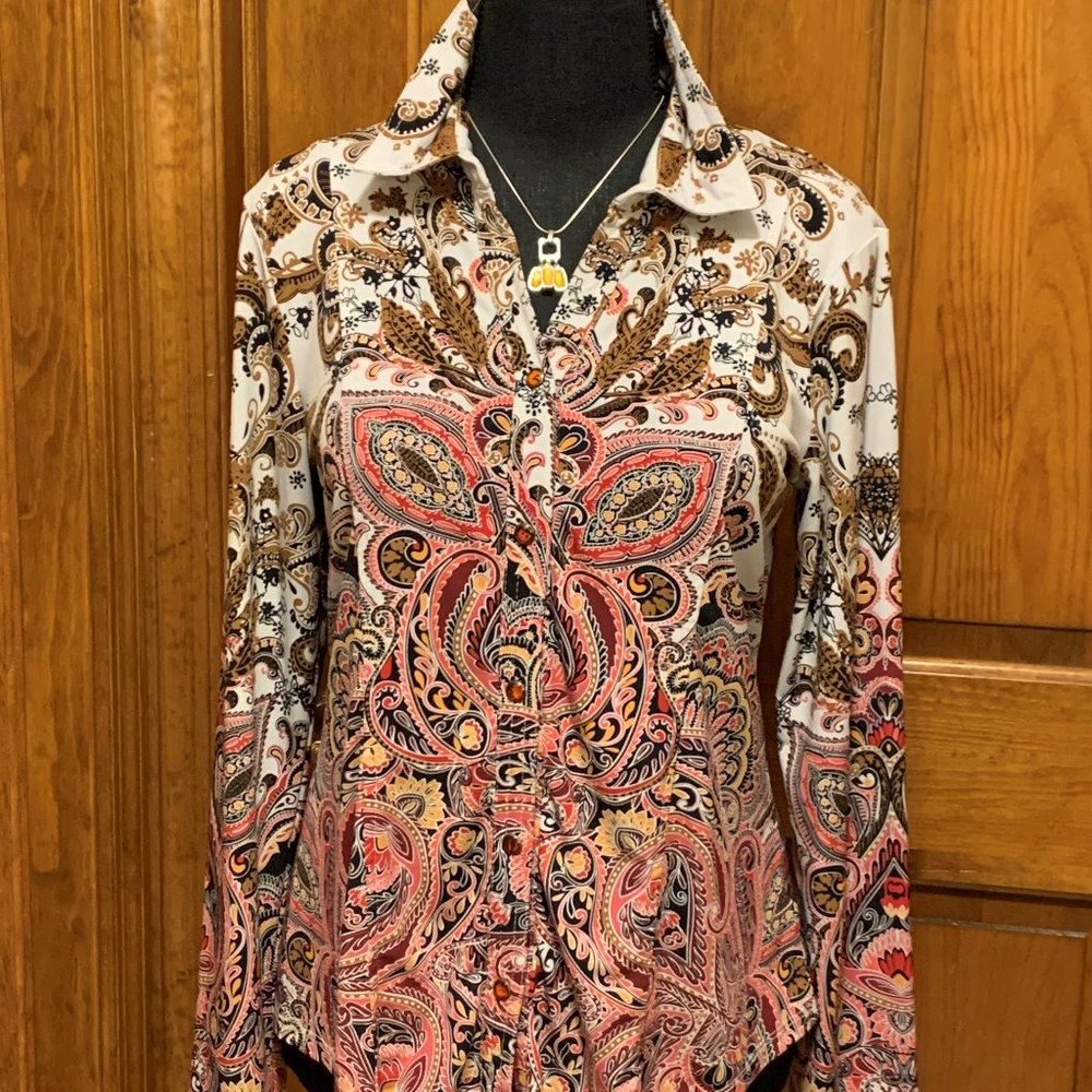 JM Collection Women's blouse Gold/brown Size Small - Picture 1 of 7